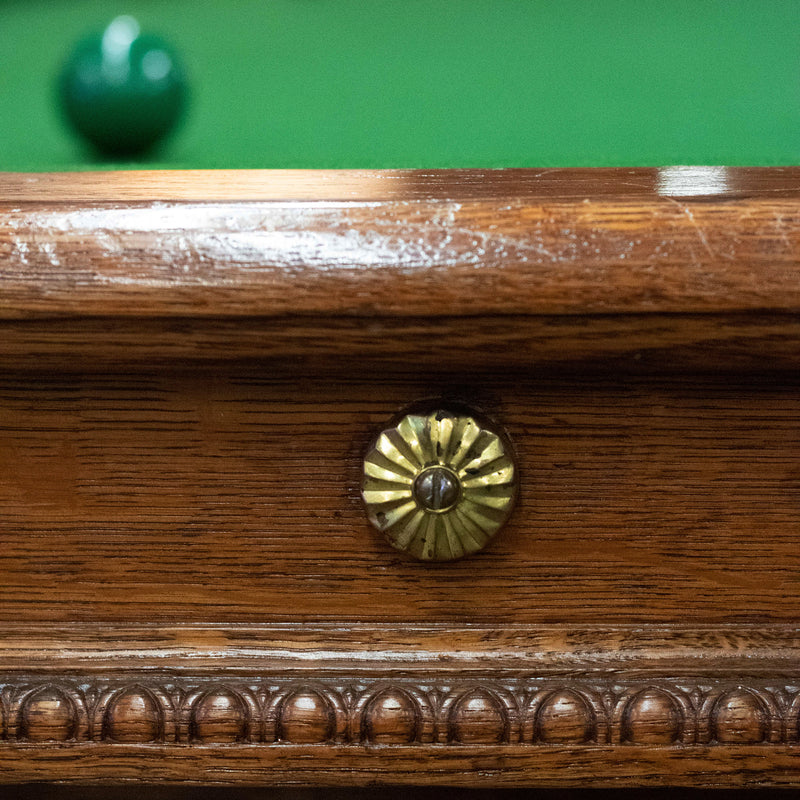 Billiards Table with Scoreboard, Ball Rack, Cues and Balls
