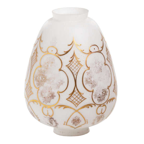 Frosted Glass Swag Light Shade with Ornate Gold Design