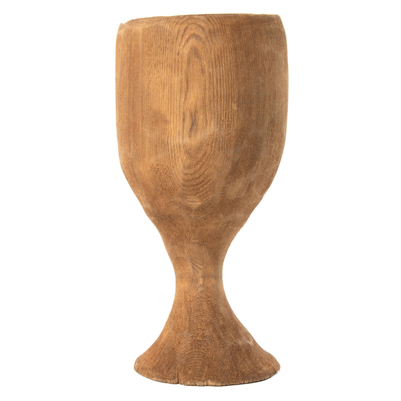 Primitive Hand Carved Wood Wide Mouth Goblet