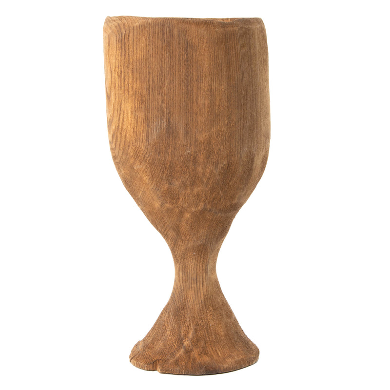 Primitive Hand Carved Wood Wide Mouth Goblet