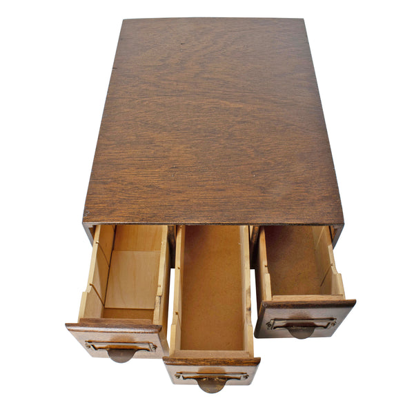 Wood 3 Drawer Table Top File Box
