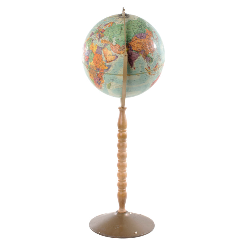 Globe on Wood and Metal Stand
