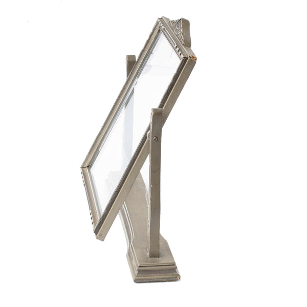 Silver Painted Wood Picture Frame on Base without Glass (As Is)