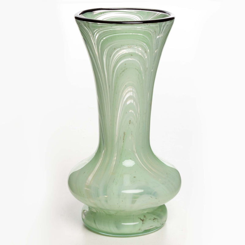 Altaglass Swirl Green Vase with Black Rim