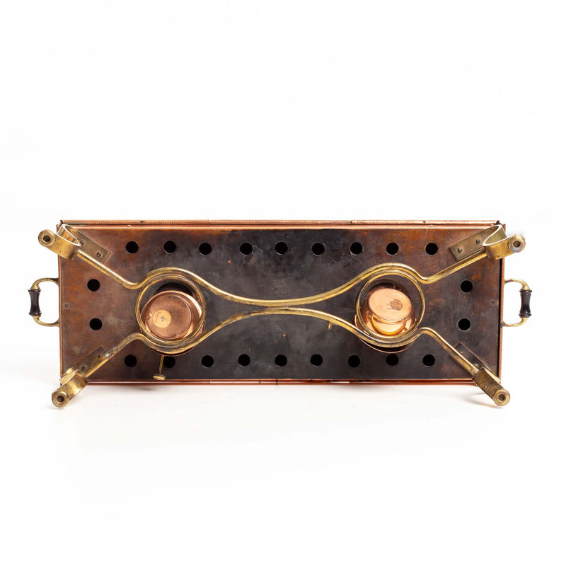 English Hammered Copper With Brass Hot Plate with Burners