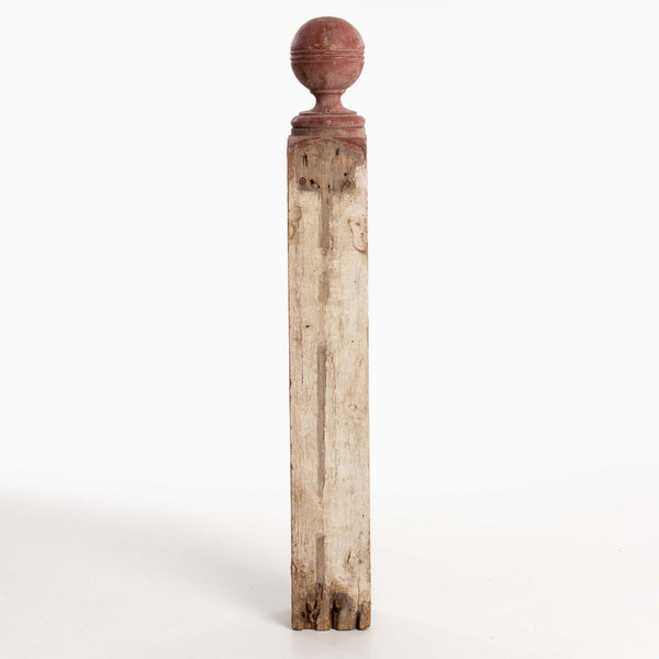 White Newel with Red Ball Top