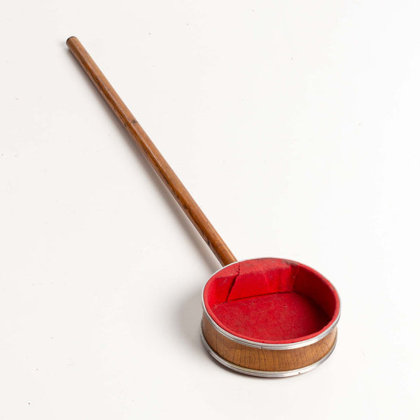 Wood Offering Tray with Long Handle and Red Lining