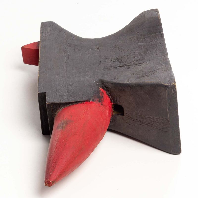 Black and Red Wood Folk Art Anvil and Hammer