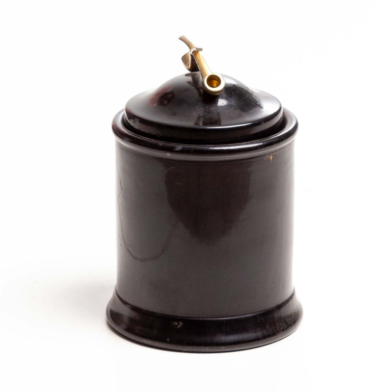 Round Black Laquered Wooden Humidor