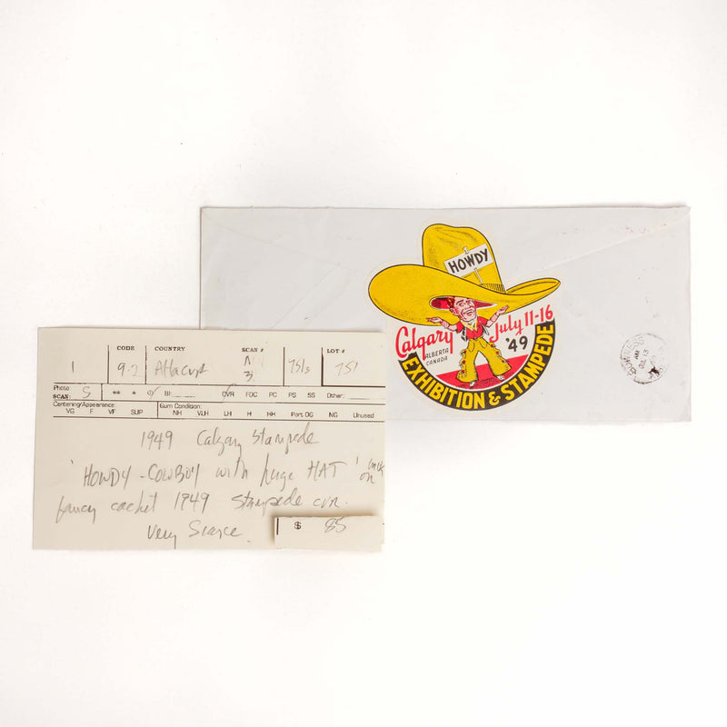 1949 Calgary Stampede Envelope with Howdy Decal