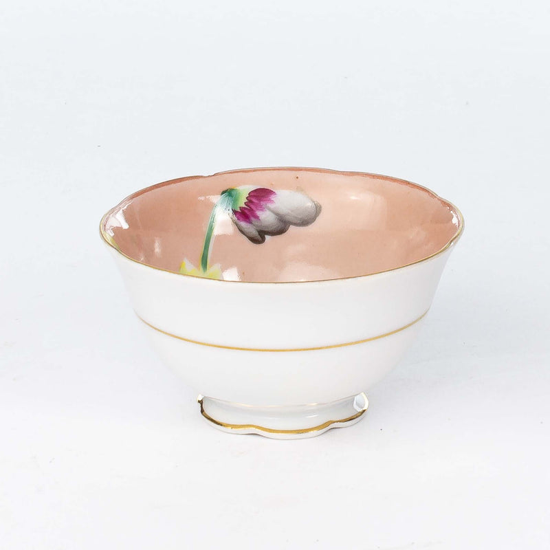 Pink Trimont Cup & Saucer with Hand Painted Grey Flowers