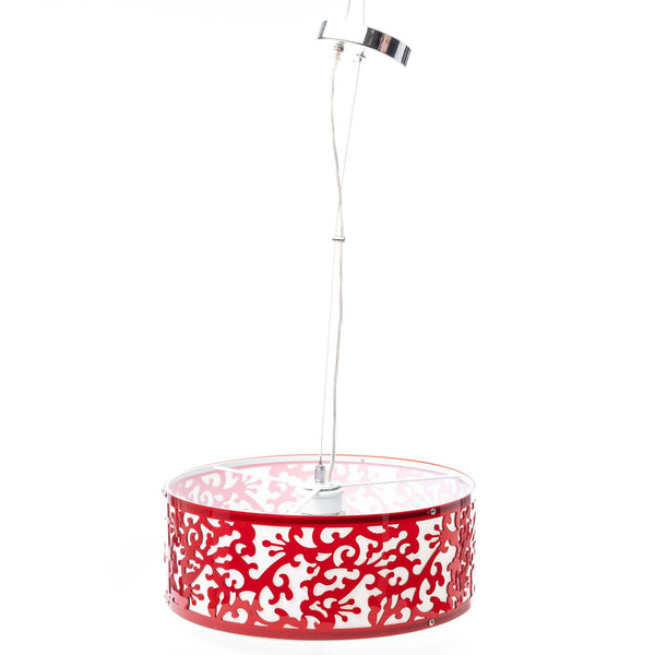 Red and White Resin Fret Pattern Ceiling Fixture