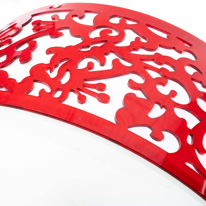 Red and White Resin Fret Pattern Ceiling Fixture