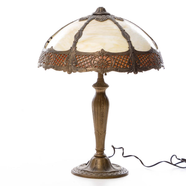 Victorian Table Lamp with Slag Glass Dome Shade