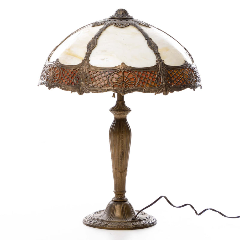 Victorian Table Lamp with Slag Glass Dome Shade