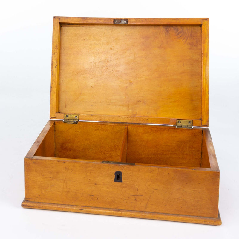 Wood Two-Section Box with Hinged Lid