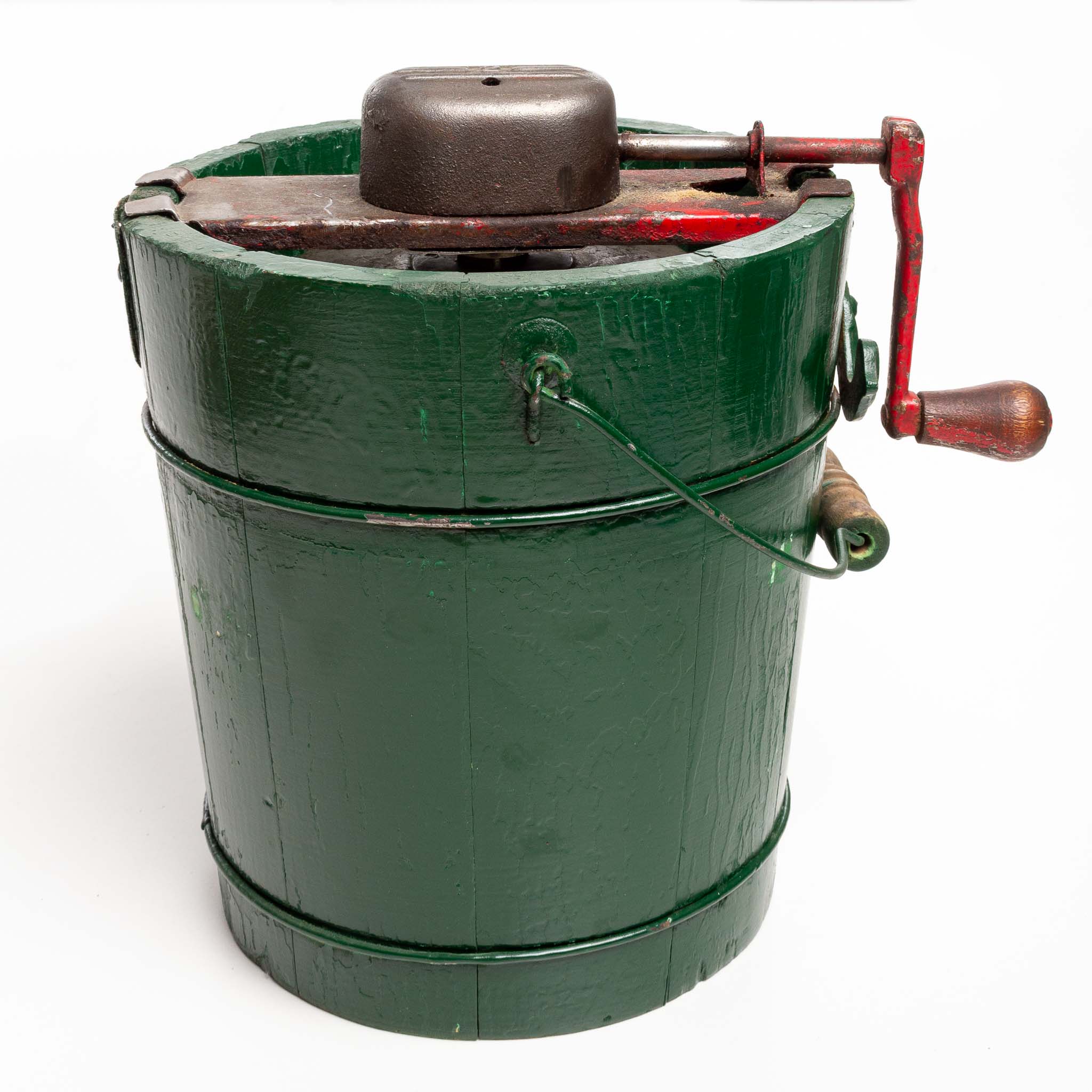 Green Wooden Hand Crank Ice Cream Maker