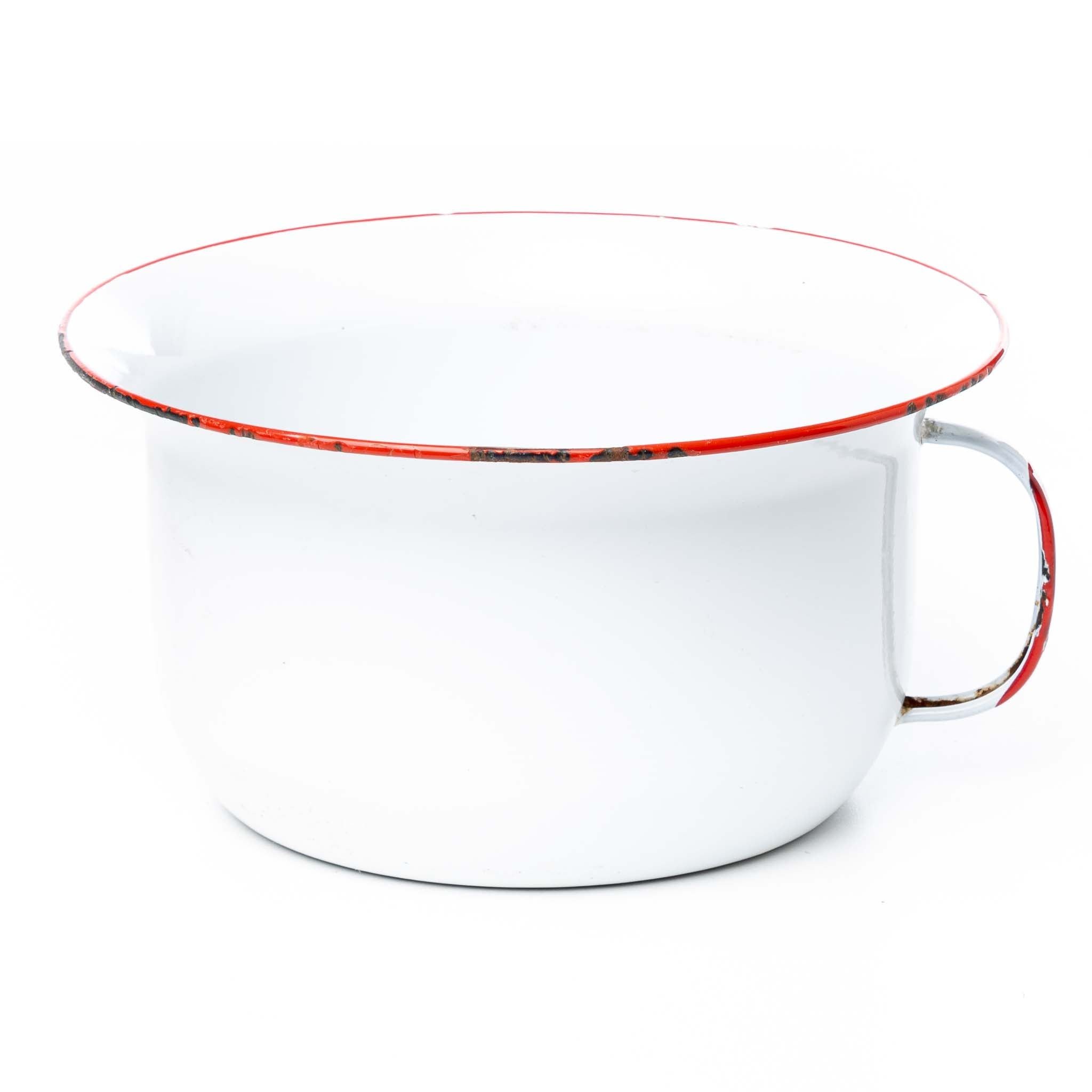 White with Red Enamelware Chamber Pot with Handle – Iron Crow