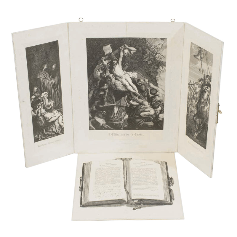 7-Panel Folding Icon of Steel Engravings w/ Brass Cross Closure