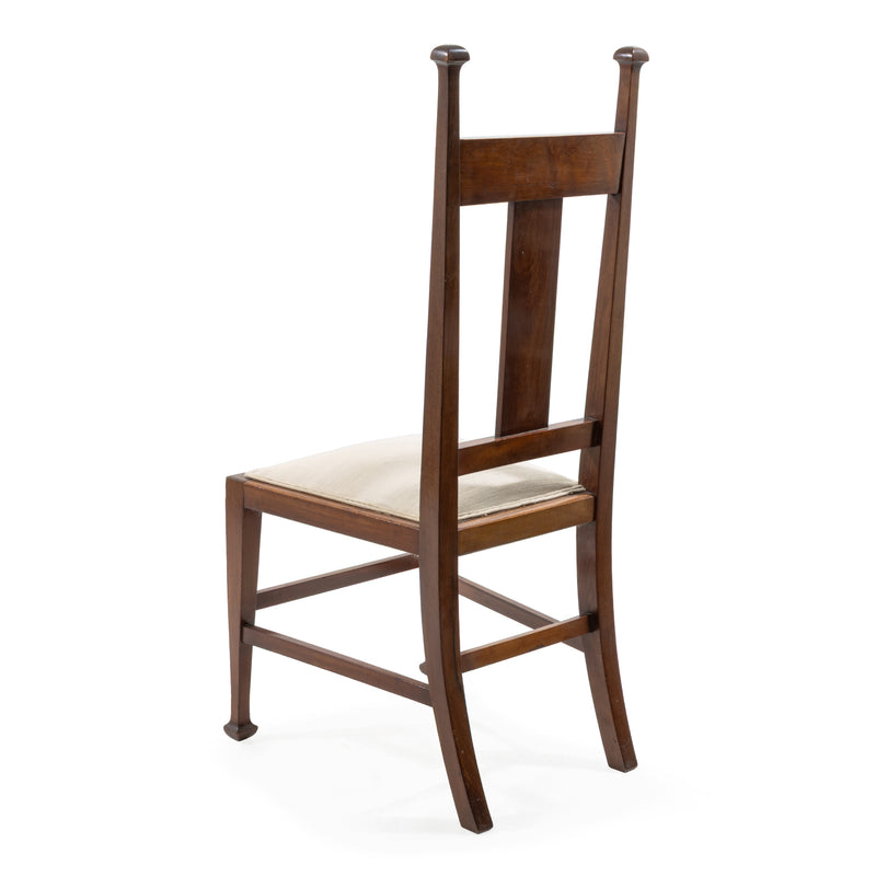 Art Nouveau Marquetry Inlaid Mahogany Side Chair w/ Cream Upholstery