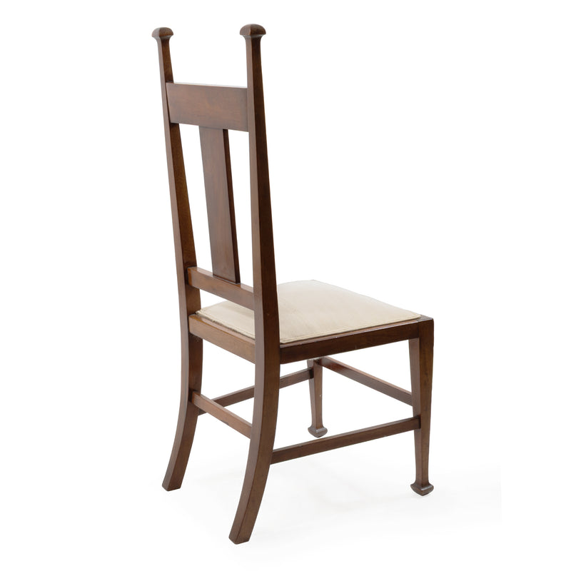 Art Nouveau Marquetry Inlaid Mahogany Side Chair w/ Cream Upholstery