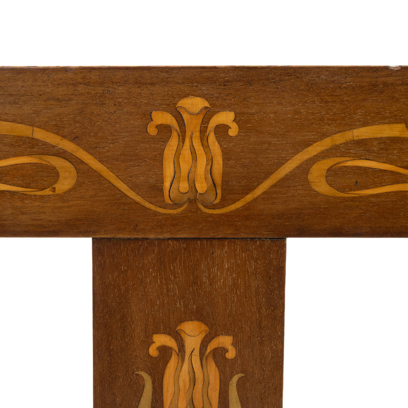 Art Nouveau Marquetry Inlaid Mahogany Side Chair w/ Cream Upholstery