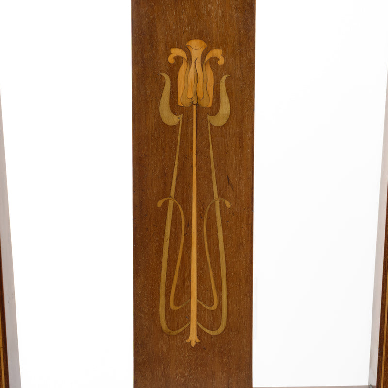 Art Nouveau Marquetry Inlaid Mahogany Side Chair w/ Cream Upholstery