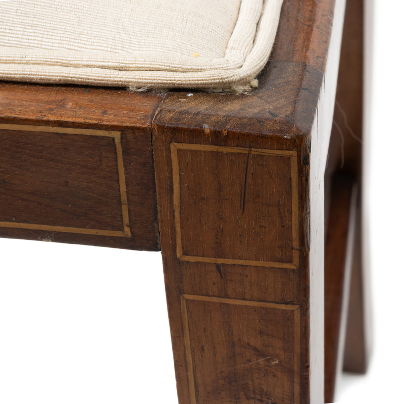 Art Nouveau Marquetry Inlaid Mahogany Side Chair w/ Cream Upholstery