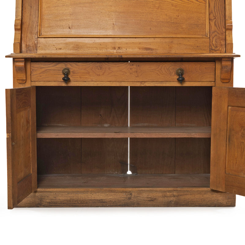 Ash Drop Front Secretaire Desk with Double Door Upper Bookcase and Adjustable Shelves