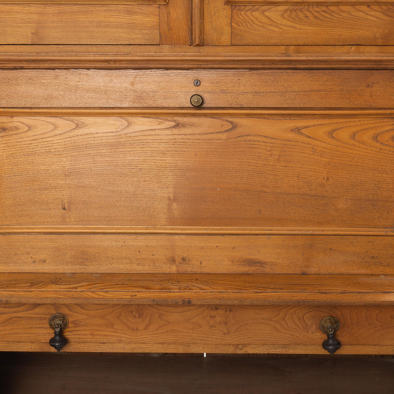 Ash Drop Front Secretaire Desk with Double Door Upper Bookcase and Adjustable Shelves