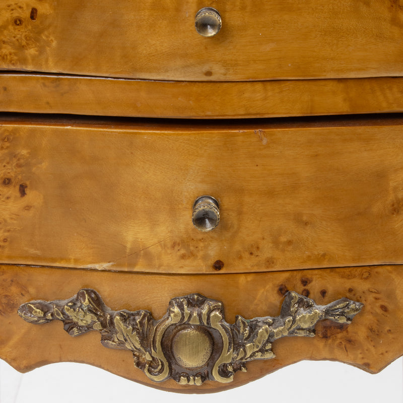 Bird's Eye Maple Louis XIV Style 4 Drawer End Table w/ Ornate Mounts