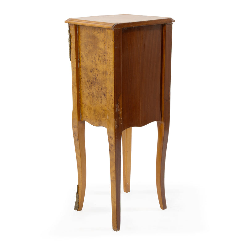 Bird's Eye Maple Louis XIV Style 4 Drawer End Table w/ Ornate Mounts