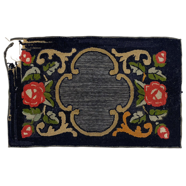 Black Latched Floormat w/ Red Rose & Medallion Design (As Is)