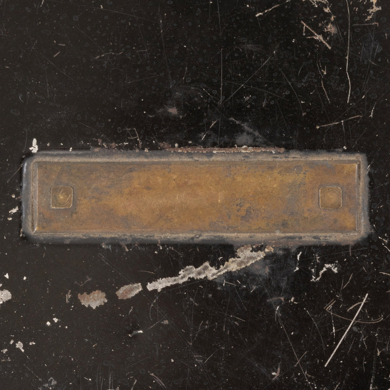 Black Tin Hat Box with Brass Plaque