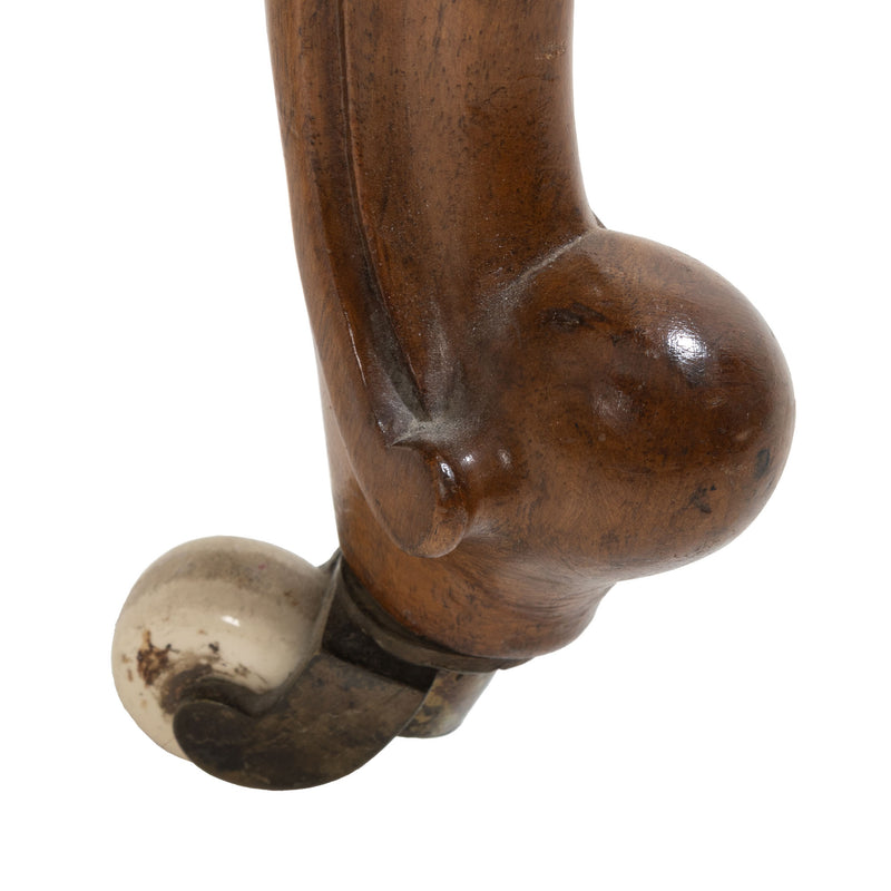 Victorian Walnut and Royal Blue Button Tufted Velvet Slipper Chair on Porcelain Casters