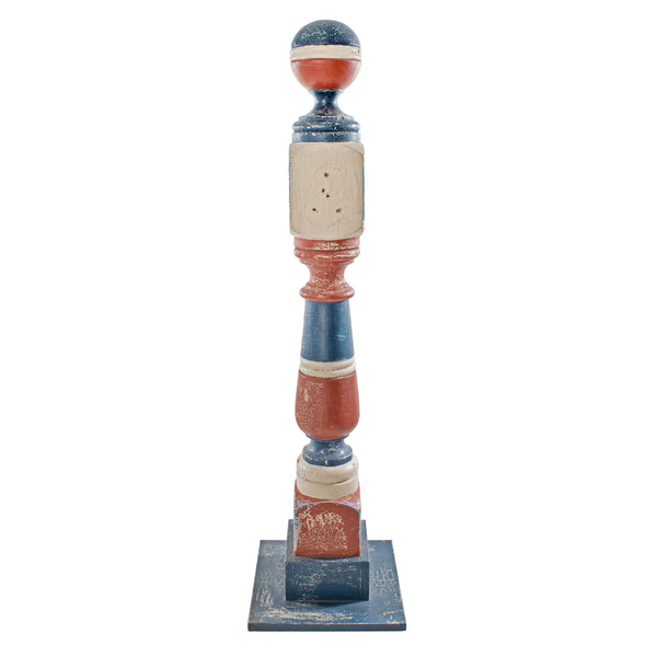 Blue, Red and White Newel Post