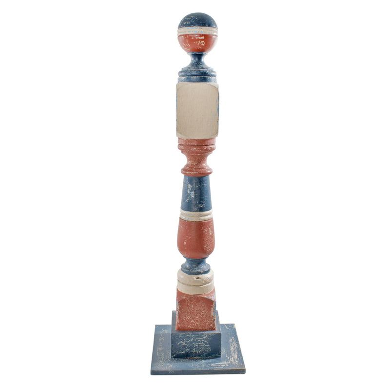 Blue, Red and White Newel Post