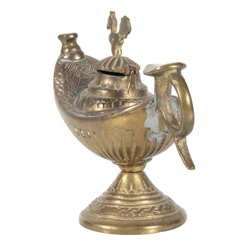 Brass Aladdin Lamp with Rooster Lid