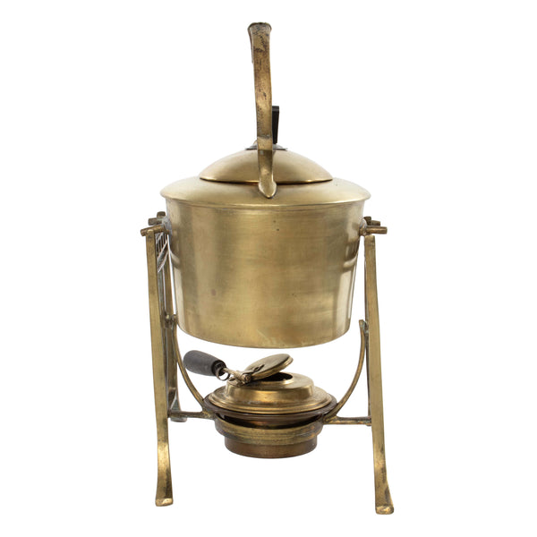 Brass Handled Kettle on stand with Warming Element
