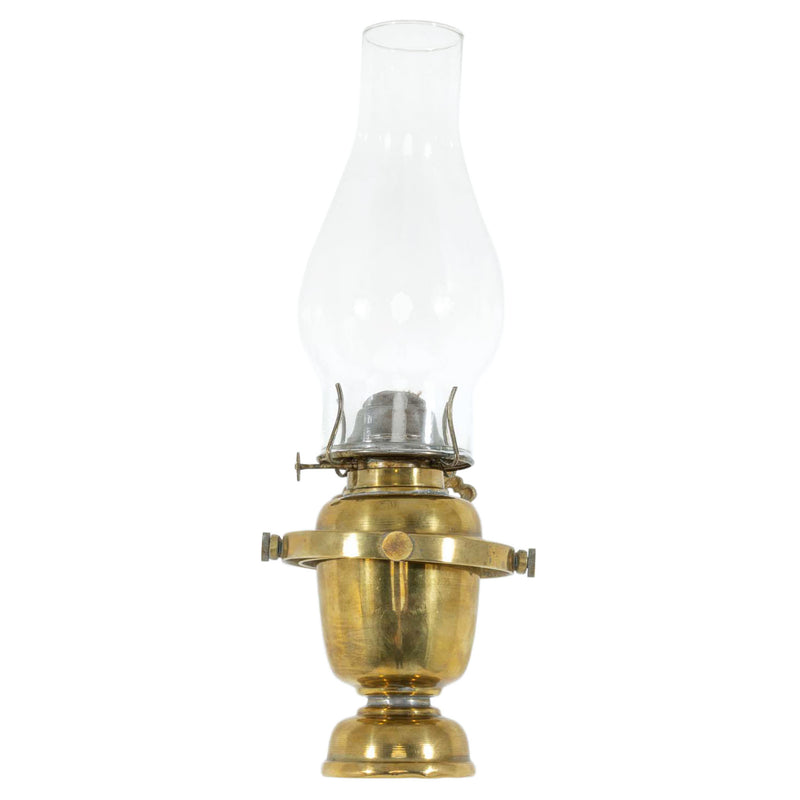 Brass Nautical Oil Lamp Wall Sconce with Cast Brass Wall Mount & Glass Chimney