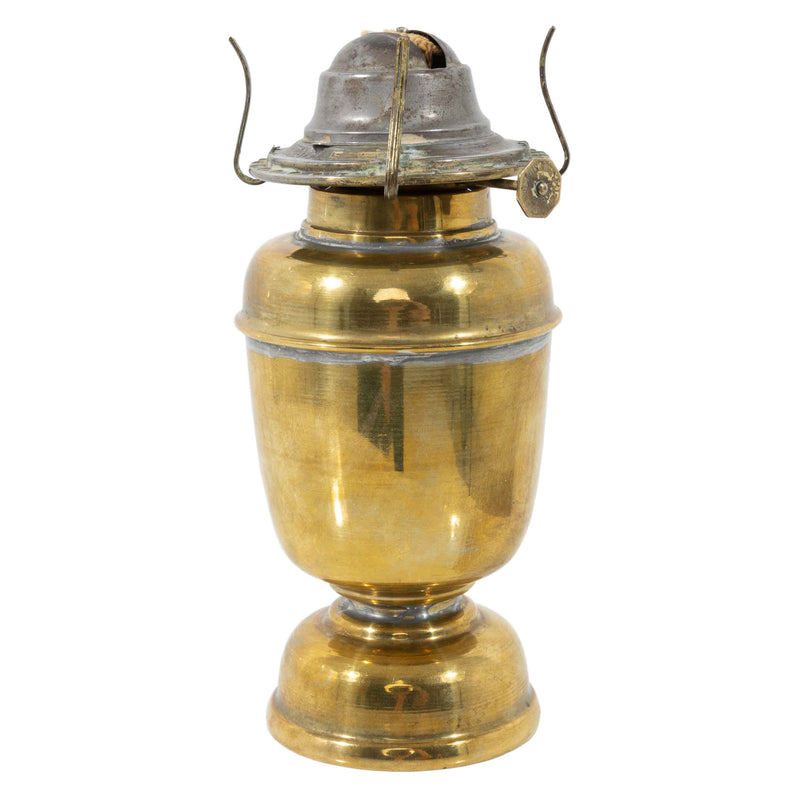 Brass Nautical Oil Lamp Wall Sconce with Cast Brass Wall Mount & Glass Chimney