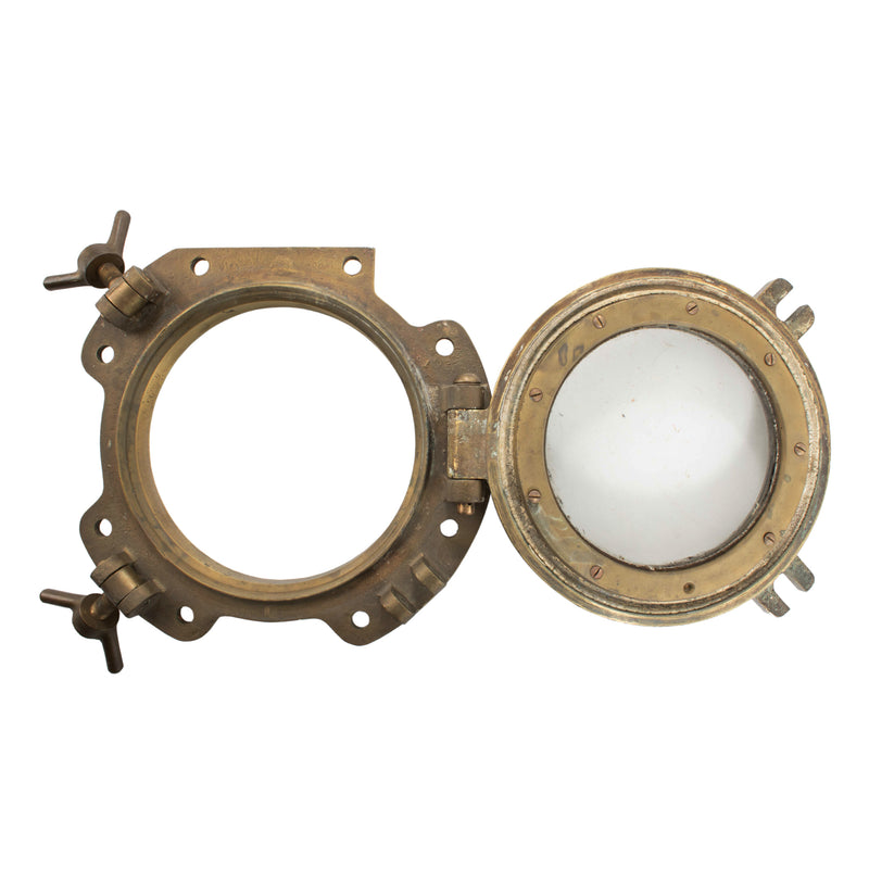 Brass Porthole with Single Hinge and 2 Lock Down Bolts