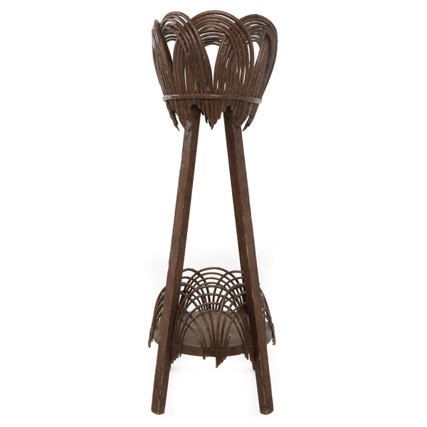 Brown Folk Art Twig Plant Stand