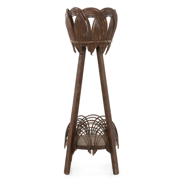 Brown Folk Art Twig Plant Stand
