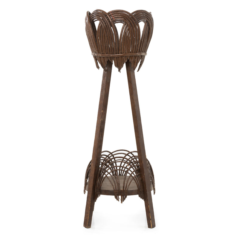 Brown Folk Art Twig Plant Stand