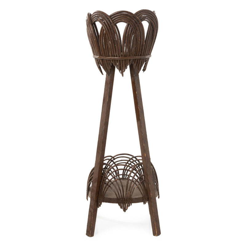 Brown Folk Art Twig Plant Stand