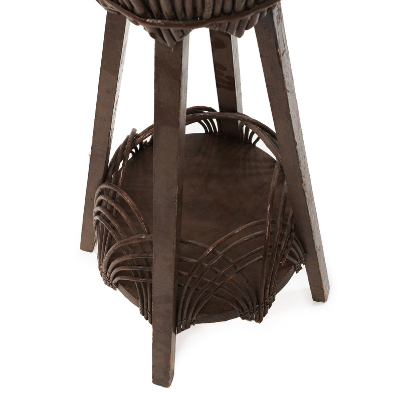 Brown Folk Art Twig Plant Stand