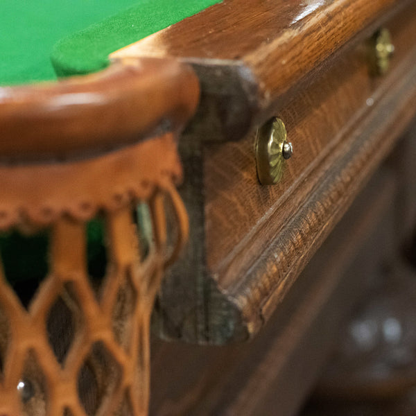 Billiards Table with Scoreboard, Ball Rack, Cues and Balls
