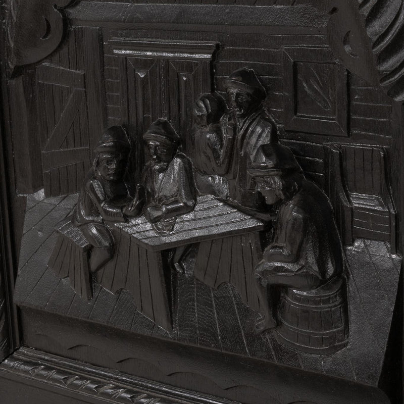 Carved Oak Flemish Hunters Cabinet with Grandiose Baroque/ Gothic Style Carvings