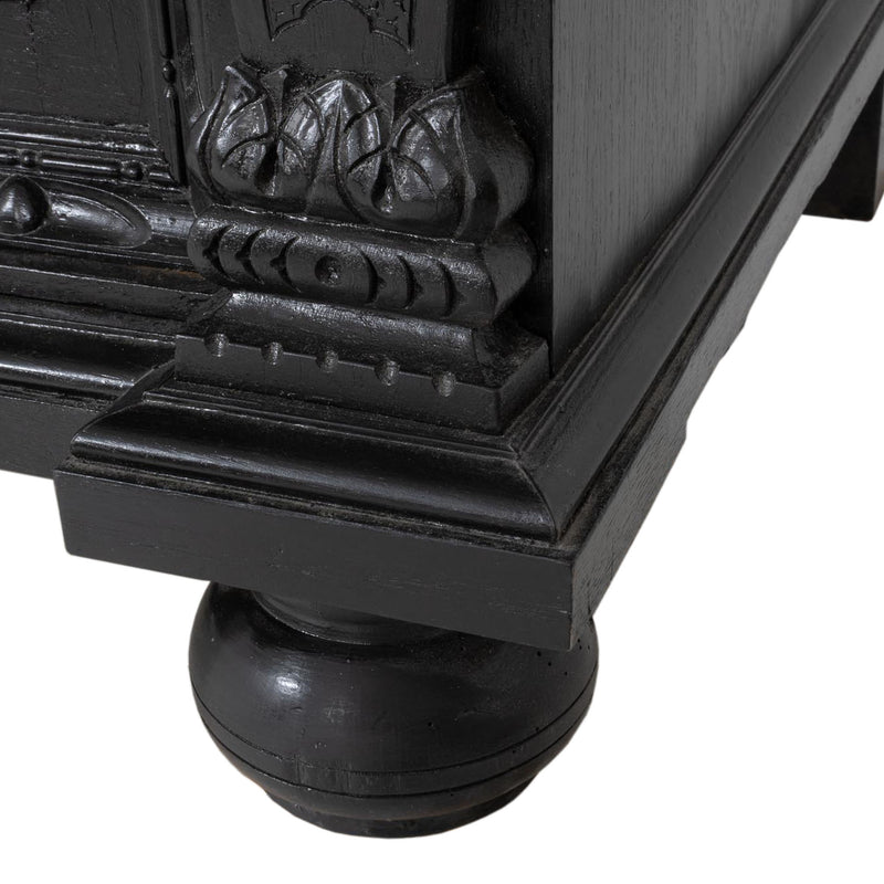 Carved Oak Flemish Hunters Cabinet with Grandiose Baroque/ Gothic Style Carvings